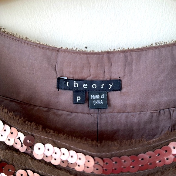 NEW Theory Chocolate Brown Sleeveless Dressy Top Size P NWT Silk Blend Blouse - Picture 5 of 10